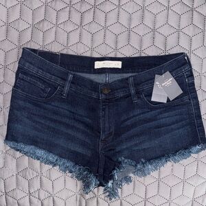 Abercrombie & Fitch Dark Navy-Wash Low-Rise Denim Shorts- 6